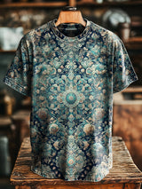 Herren Vintage T-Shirt mit ethnischem Totem-Print – Lockerer Schnitt Rundhals Kurzarm für Frühling & Sommer Bunt / S