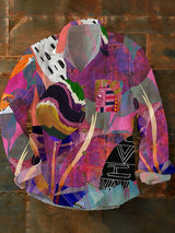 Herren Abstrakte Kunst Vintage Mode Freizeit hemd