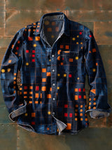 Herren Retro Abstrakt Kunstdruck Lässiges Langarm-Hemd
