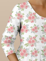 Damen Maxikleid mit Blumenprint – Langarm, Baumwollmix, leicht & bequem, ideal für Muttertag, Alltag & Urlaub