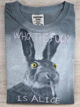 Unisex T-Shirt mit Raucher-Hasen-Druck – Kurzarm, Baumwollmischung