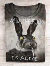 Unisex T-Shirt mit Raucher-Hasen-Druck – Kurzarm, Baumwollmischung
