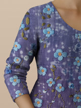 Damen Kleid mit "Vergissmeinnicht"-Print – Lila, inspiriert von Alzheimer Awareness, Casual & Modisch