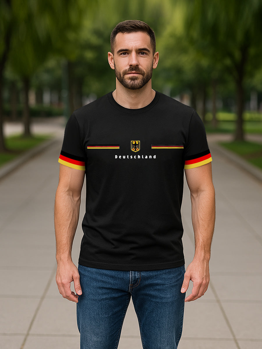 Herren T-Shirt mit Deutschland-Print – Kurzarm, Baumwollmischung, lässiger Stil für Alltag & Freizeit