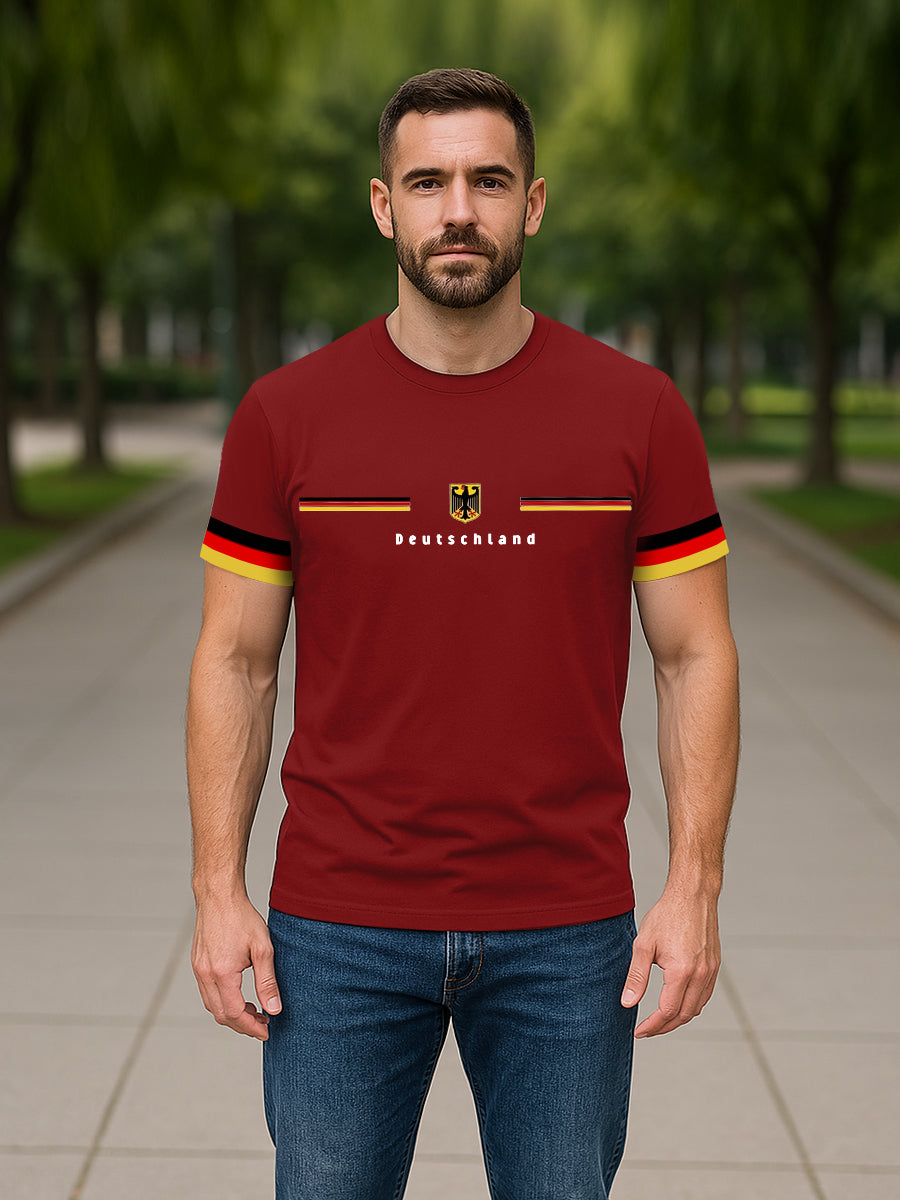Herren T-Shirt mit Deutschland-Print – Kurzarm, Baumwollmischung, lässiger Stil für Alltag & Freizeit