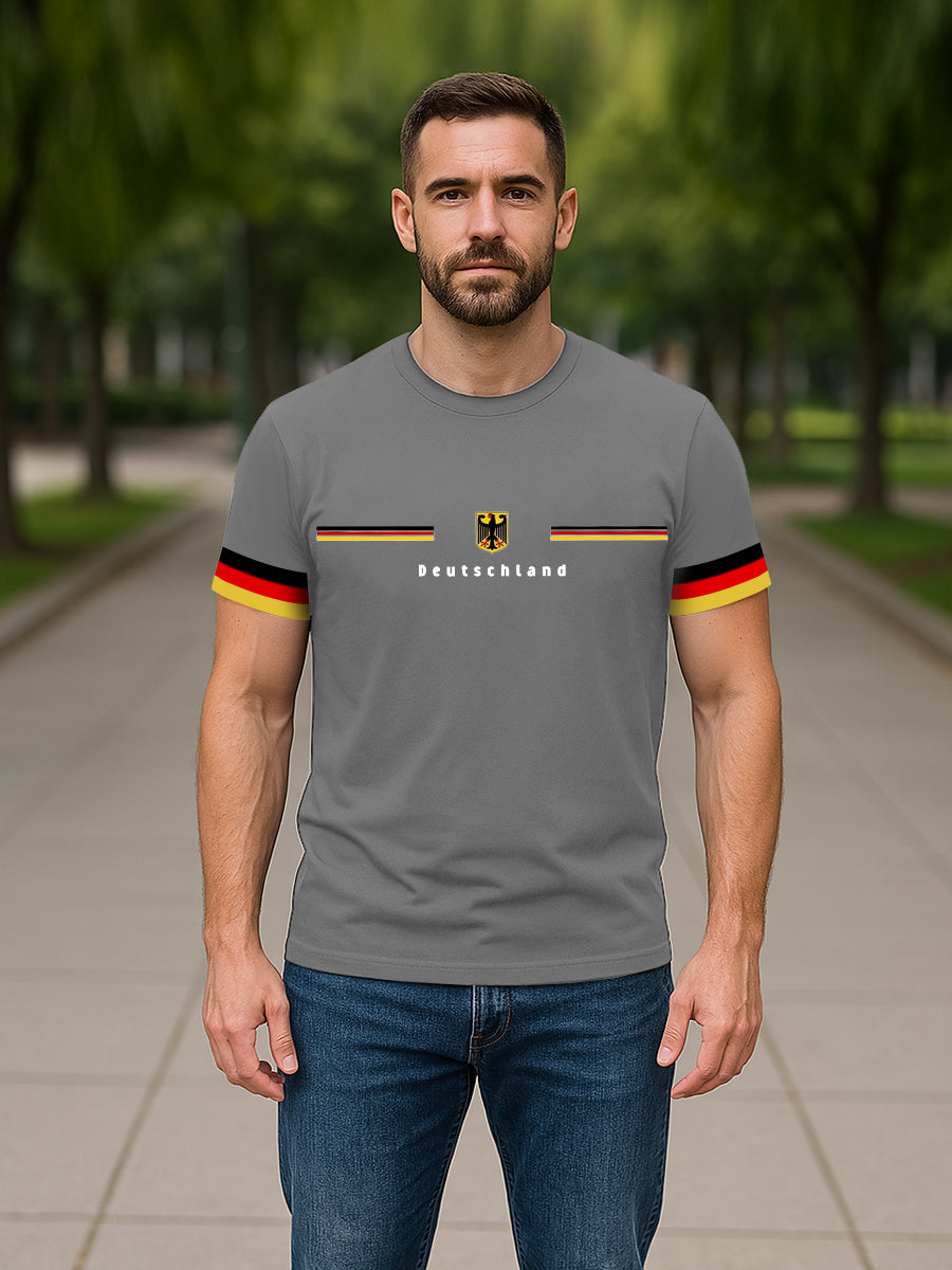 Herren T-Shirt mit Deutschland-Print – Kurzarm, Baumwollmischung, lässiger Stil für Alltag & Freizeit