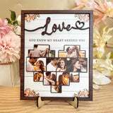 Personalisiertes Holz Fotoschild „God Knows My Heart Needs You“.