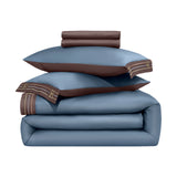 Zezzo-Bettwasche-200x220cm-Baumwolle-4-Set-LB6-Blau-Dunkelbraun