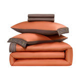 Zezzo-Bettwasche-200x220cm-Baumwolle-4-Set-LB6-Orange-Dunkelbraun-22