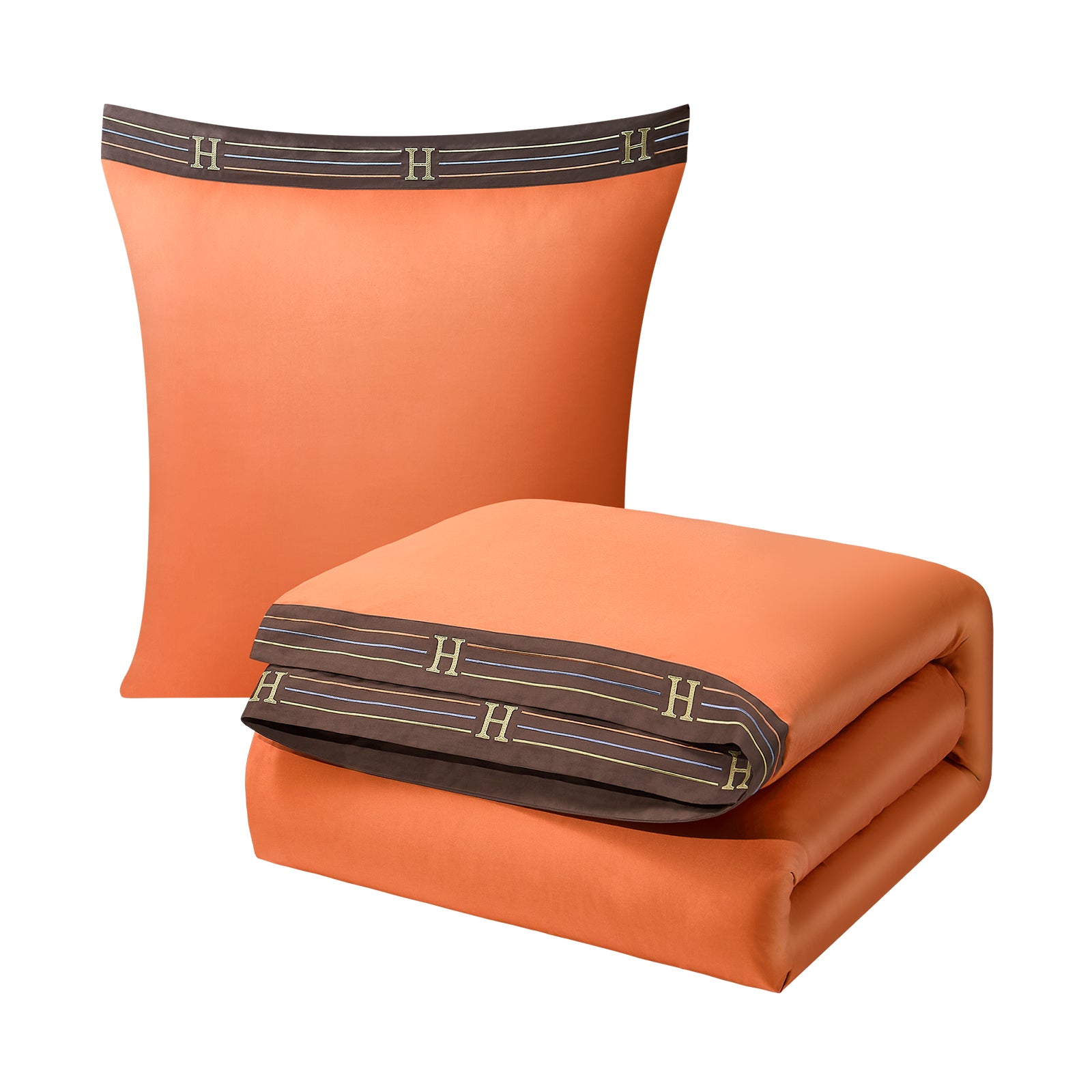 Zezzo Luxus-Bettwäsche, 2-teiliges Set - LB6 PRO Orange Dunkelbraun