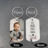 Personalisierbarer Foto & Name Schlüsselanhänger-Ich liebe dich Papa-Geschenk für Vater