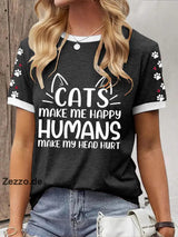 Damen T-Shirt mit Katzen-Spruch – Lustiges Shirt für Katzenliebhaberinnen aus Baumwollmix Schwarz / S