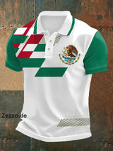 Herren-Polo mit Mexiko-Flaggenmotiv – Kurzarmshirt im sportlich-lässigen Stil für Alltag & Urlaub Grün / S
