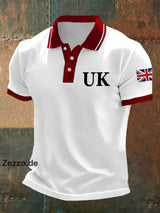 Herren Polo-Shirt mit UK-Print und Union Jack – Kurzarm klassisch & patriotisch Weiß / S