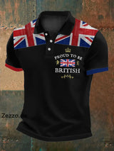 Polo-Shirt für Herren mit Union-Jack-Print – „Proud to Be British“-Design in Kurzarm für Alltag & patriotische Anlässe