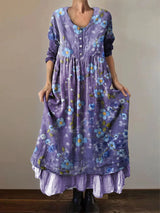 Damen Vergissmeinnicht Print Alzheimer Awareness Kleid - Baumwollmix, Casual, Midilänge