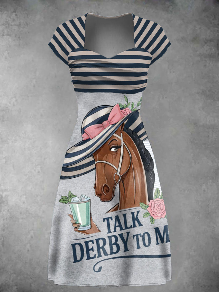 Damen Derby-Streifen Midikleid –  Baumwollmix, Casual, Sommerlich