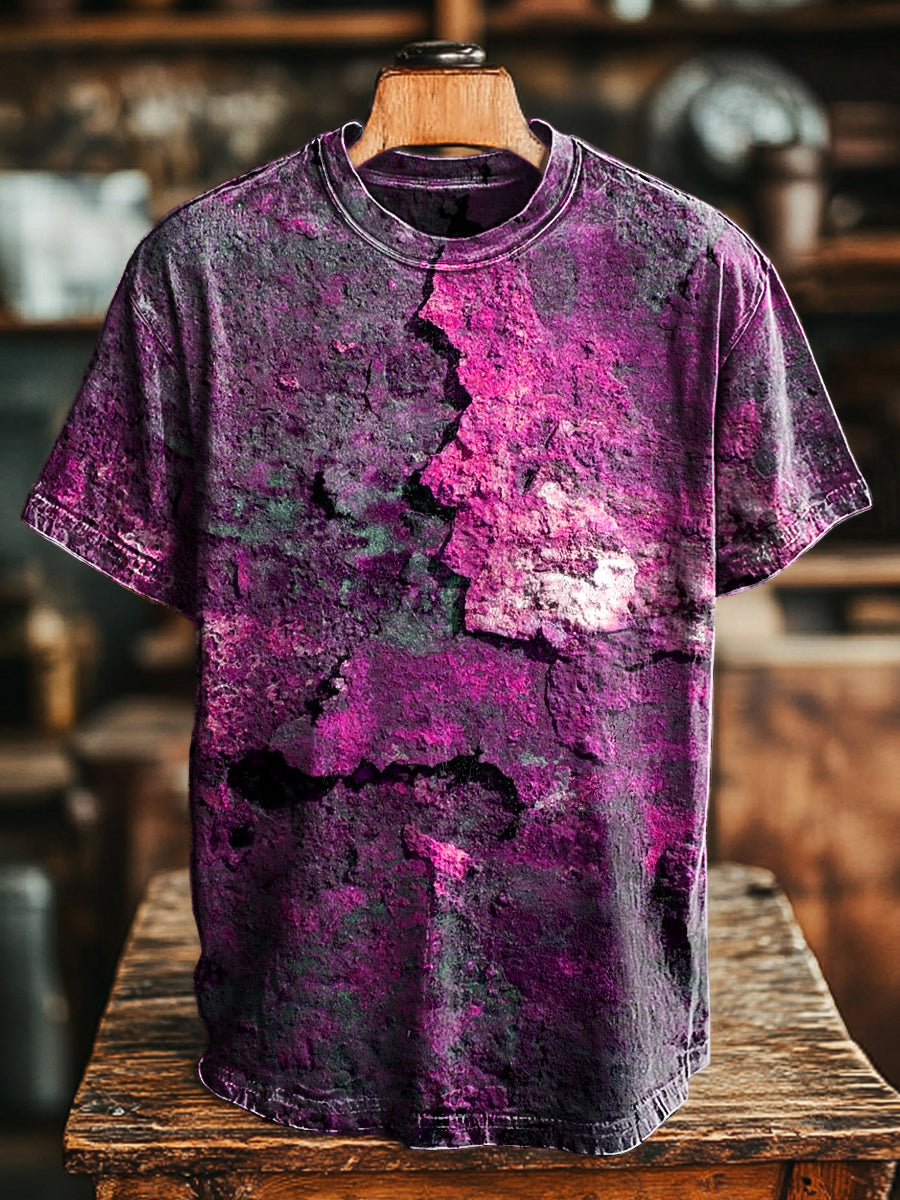 Unisex T-Shirt mit Retro-Rost-Print – Lockerer Schnitt, Kurzarm, lässig für Frühling & Sommer