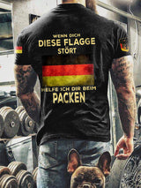 Herren T-Shirt – "Wenn dich diese Flagge stört, helfe ich dir beim Packen" Print, Kurzarm, lässig & bequem
