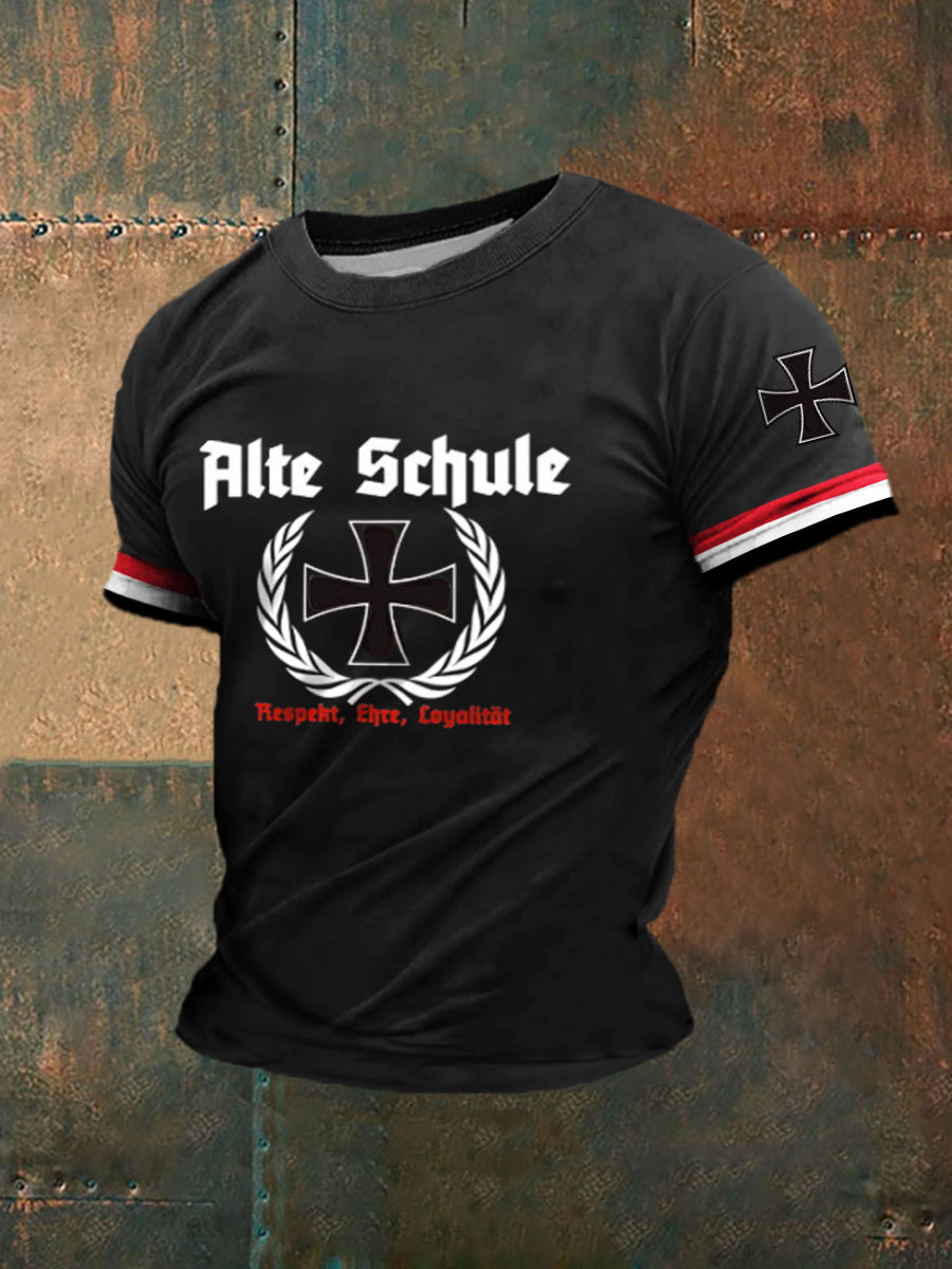 Herren Old School Print Kurzarm T-Shirt – Lässig, Basic, Perfekte Passform für Jeden Körperbau