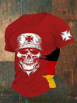 Herren T-Shirt mit Kreuz & Schädel Print – Baumwollmischung, lässiger Stil, perfekt für Alltag & Freizeit