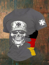Herren T-Shirt mit Kreuz & Schädel Print – Baumwollmischung, lässiger Stil, perfekt für Alltag & Freizeit