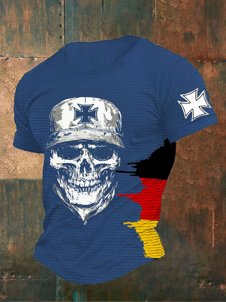 Herren T-Shirt mit Kreuz & Schädel Print – Baumwollmischung, lässiger Stil, perfekt für Alltag & Freizeit