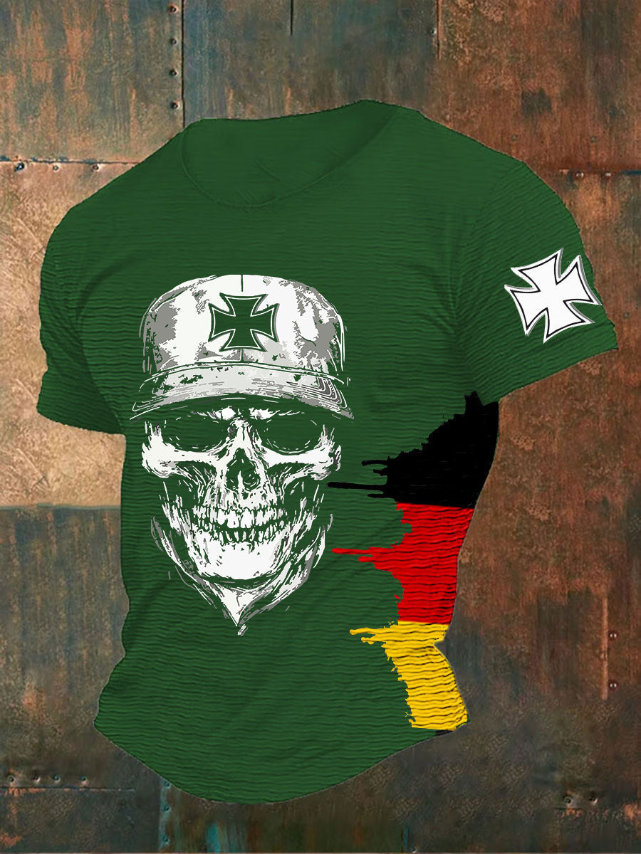 Herren T-Shirt mit Kreuz & Schädel Print – Baumwollmischung, lässiger Stil, perfekt für Alltag & Freizeit
