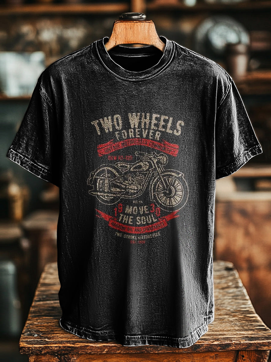 Herren T-Shirt mit Retro Biker Print – Vintage-Motorrad-Design, locker geschnitten, Baumwollmischung, ideal für Frühling & Sommer