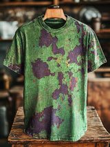 Herren T-Shirt mit Vintage Rust Mottled Print – Abstraktes Design, lockerer Schnitt, Baumwollmischung, ideal für Frühling & Sommer