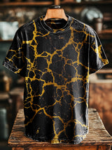 Herren Vintage T-Shirt mit Linienstruktur – Lockerer Schnitt, Baumwollmischung, Kurzarm