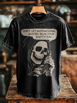 Herren Lustiges Totenkopf T-Shirt mit Satire-Print – Lockerer Schnitt, Baumwollmischung, Kurzarm