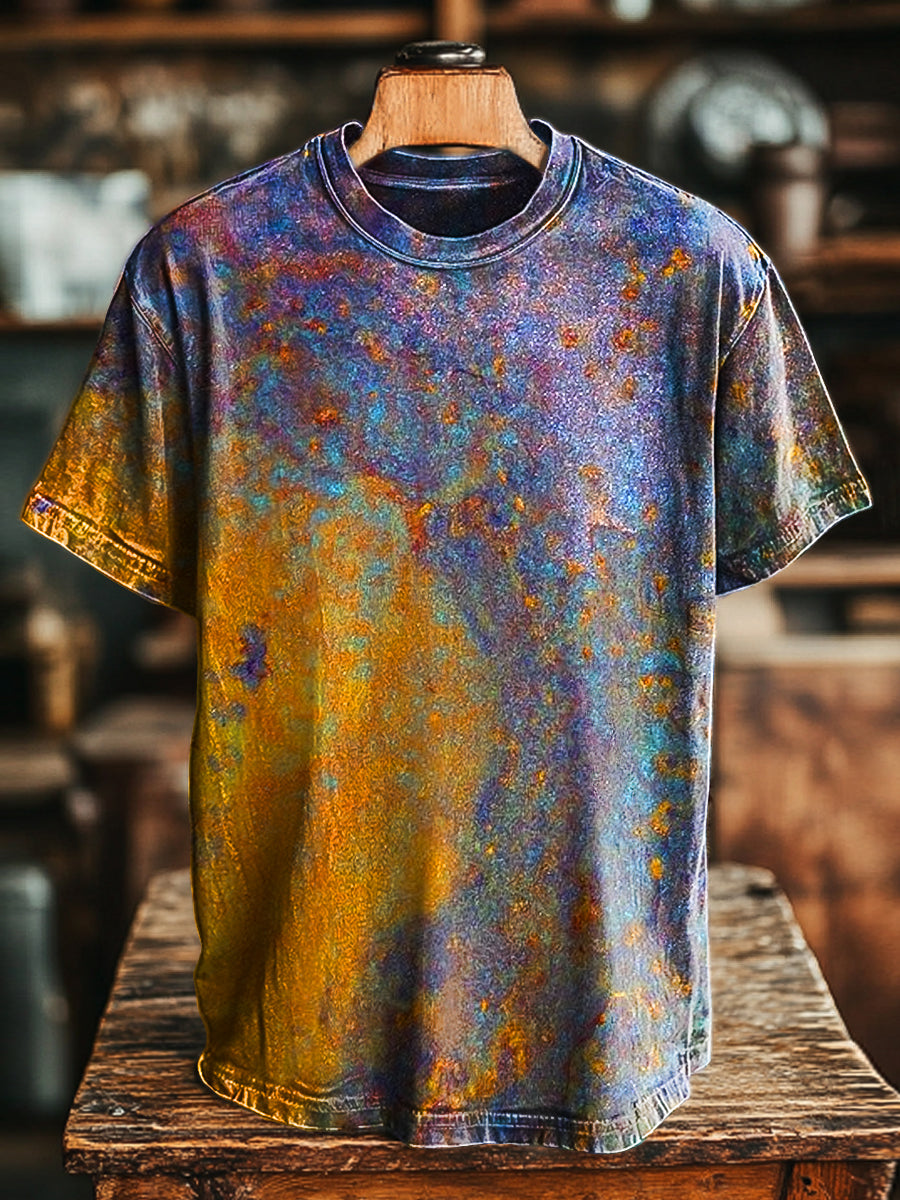 Herren Vintage T-Shirt mit Rost-Textur Print – Lässiger Schnitt, Rundhals, Baumwollmischung