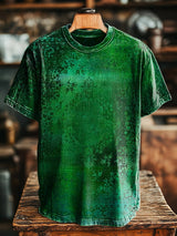 Herren Vintage T-Shirt mit ethnischem Blumenmuster – Lockerer Schnitt, Rundhals, Kurzarm für Frühling & Sommer