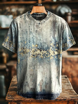 Herren Vintage T-Shirt mit abstraktem Strukturmuster – Lockerer Schnitt, Rundhals, Kurzarm
