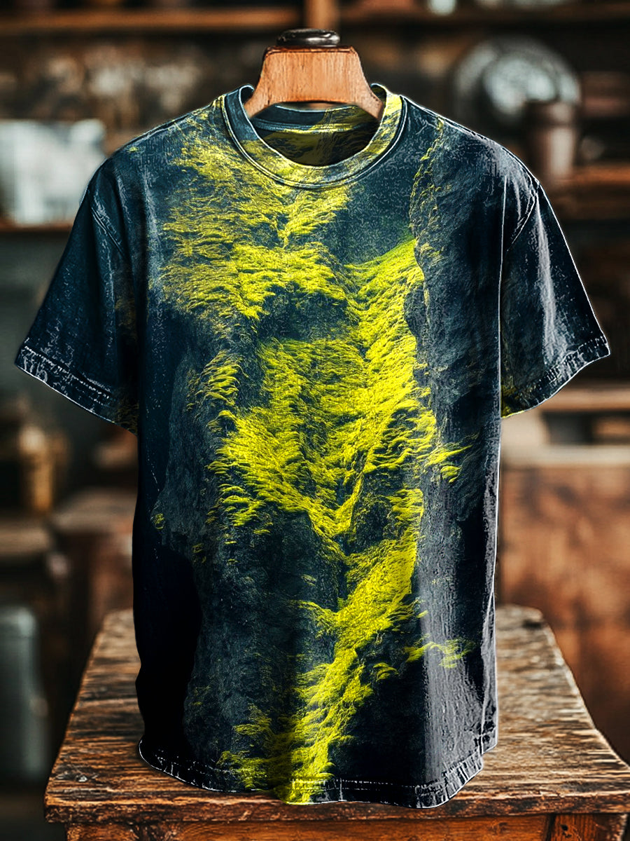 Herren Vintage T-Shirt mit Moos-Kliff-Print – Locker geschnittenes Freizeitshirt mit Rundhals