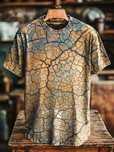 Herren Vintage T-Shirt mit mehrfarbigem Textur-Print – Locker geschnittenes Freizeitshirt mit Rundhalsausschnitt