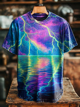 Herren Vintage T-Shirt mit neonfarbigem Blitz-Print – Locker geschnittenes Casual-Shirt