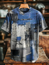 Herren Vintage T-Shirt mit Geometrischem Graffiti-Print – Lockerer Lässiger Stil