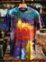 Herren Vintage T-Shirt mit Bunter Swoosh-Grafik – Lockerer Lässiger Stil