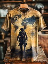 Herren T-Shirt mit Piraten Print – Lässiger Rundhalsausschnitt, Retro-Stil, Oversize, Kurzarm