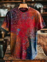 Herren T-Shirt mit Vintage-Abstrakt-Textur-Print – Lässiger Oversize-Stil, bequem und modisch