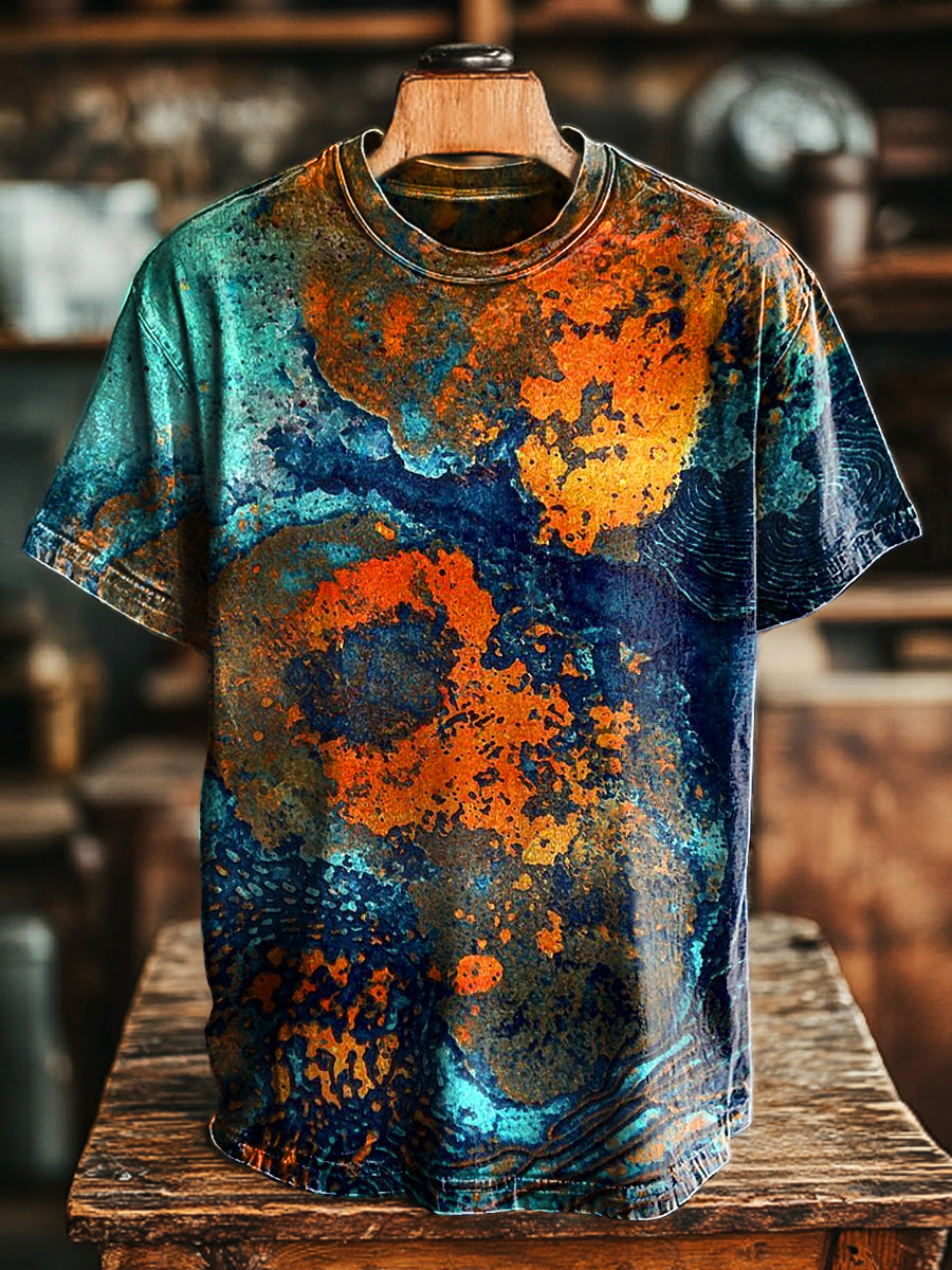 Herren T-Shirt mit Vintage Swoosh Textur-Print – Lässiger Oversize-Stil, bequem und stilvoll