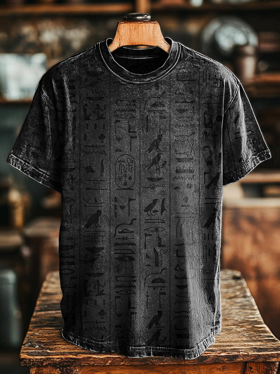 Herren T-Shirt mit Vintage-Abstrakt-Totem-Print – Lässiger Oversize-Stil, bequem und individuell