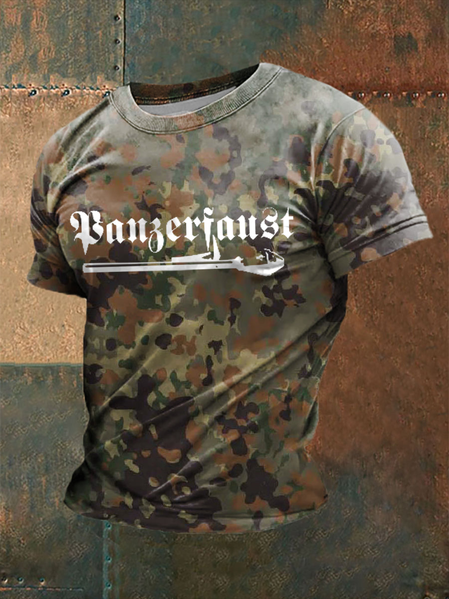 Männer Panzerfaust bedrucktes Kurzarm-T-Shirt