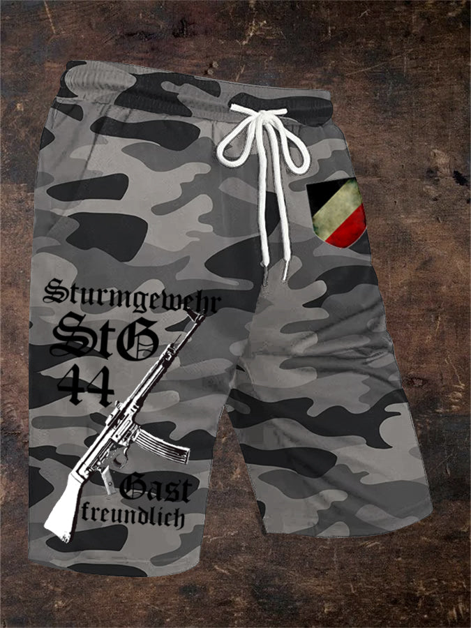 Herren MG42 Maschinen gewehr bedruckte Shorts