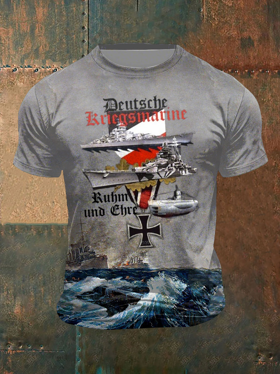Herren Deutsche Kriegsmarine Ruhm und Ehre bedrucktes Kurzarm-T-Shirt