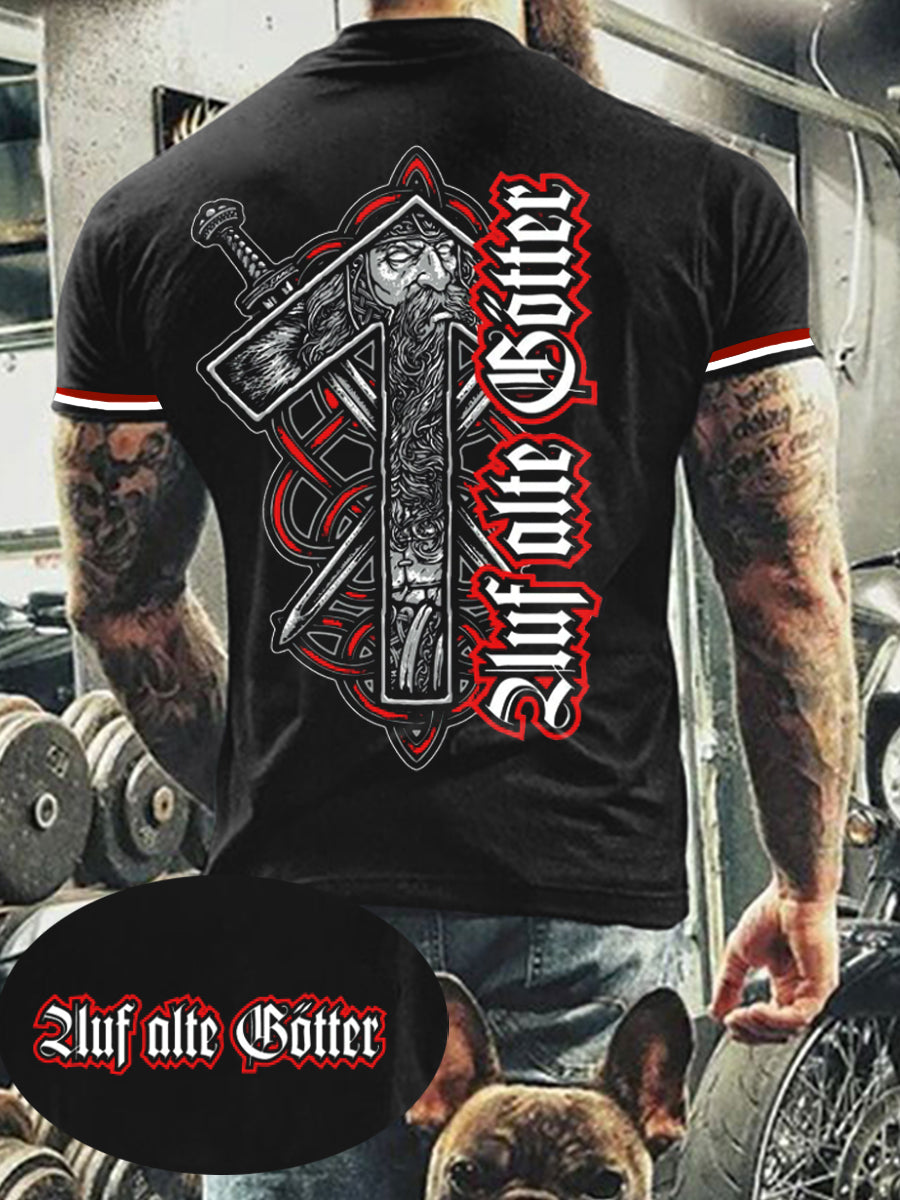 Männer Alte Götter bedrucktes Kurzarm-T-Shirt