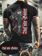Männer Alte Götter bedrucktes Kurzarm-T-Shirt