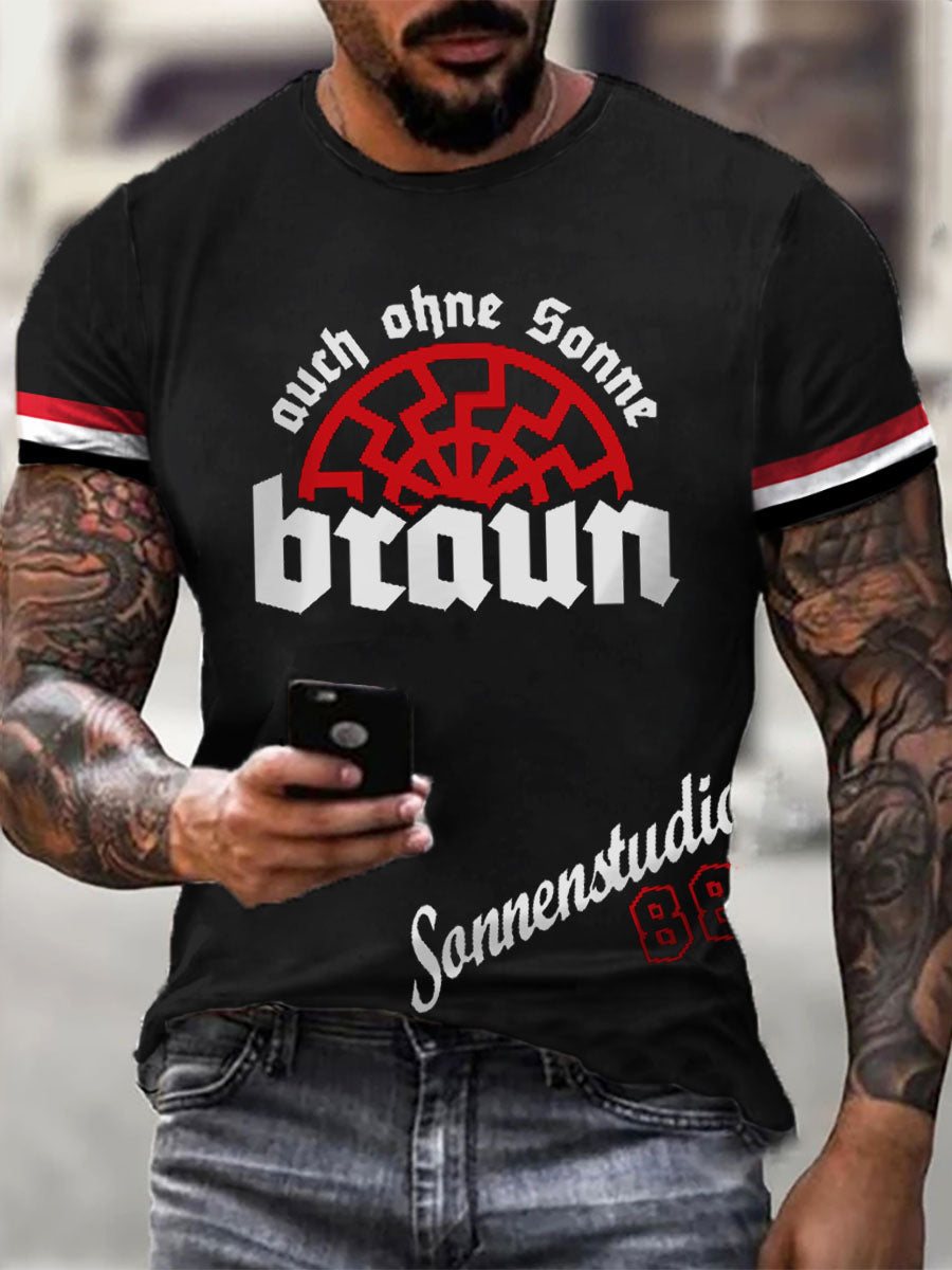 Männer Sonnen braun 88 Auch ohne Sonne braun bedrucktes Kurzarm-T-Shirt